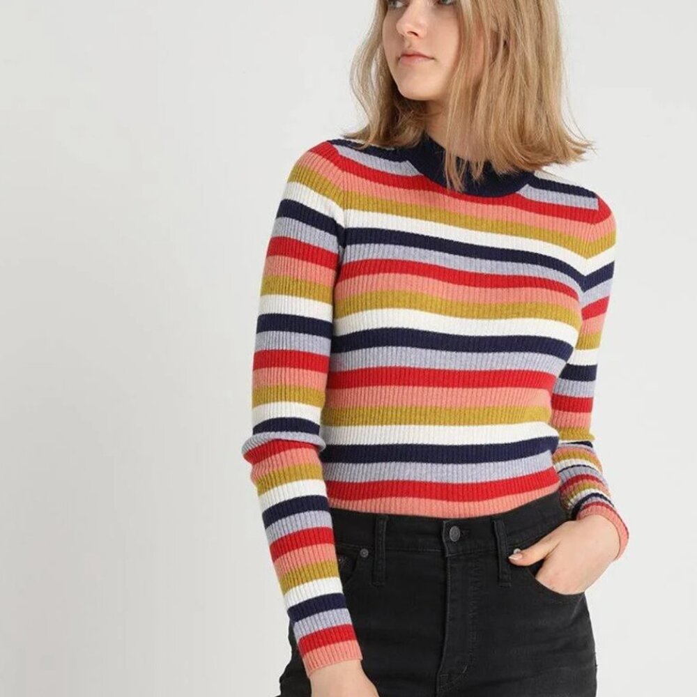 Striped Multicolor Ribbed Women's Top - Picture 3 of 8